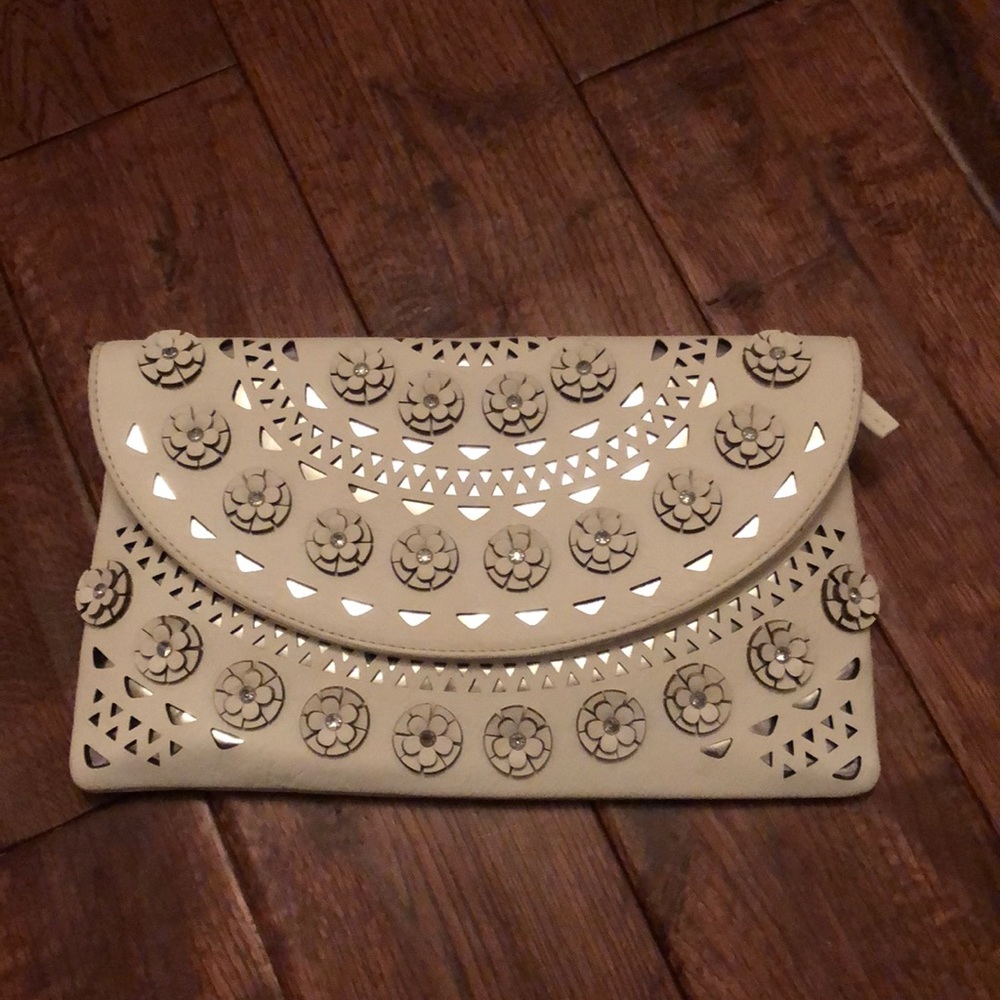 Cream Inc 3D Floral Clutch (can be worn crossbody)